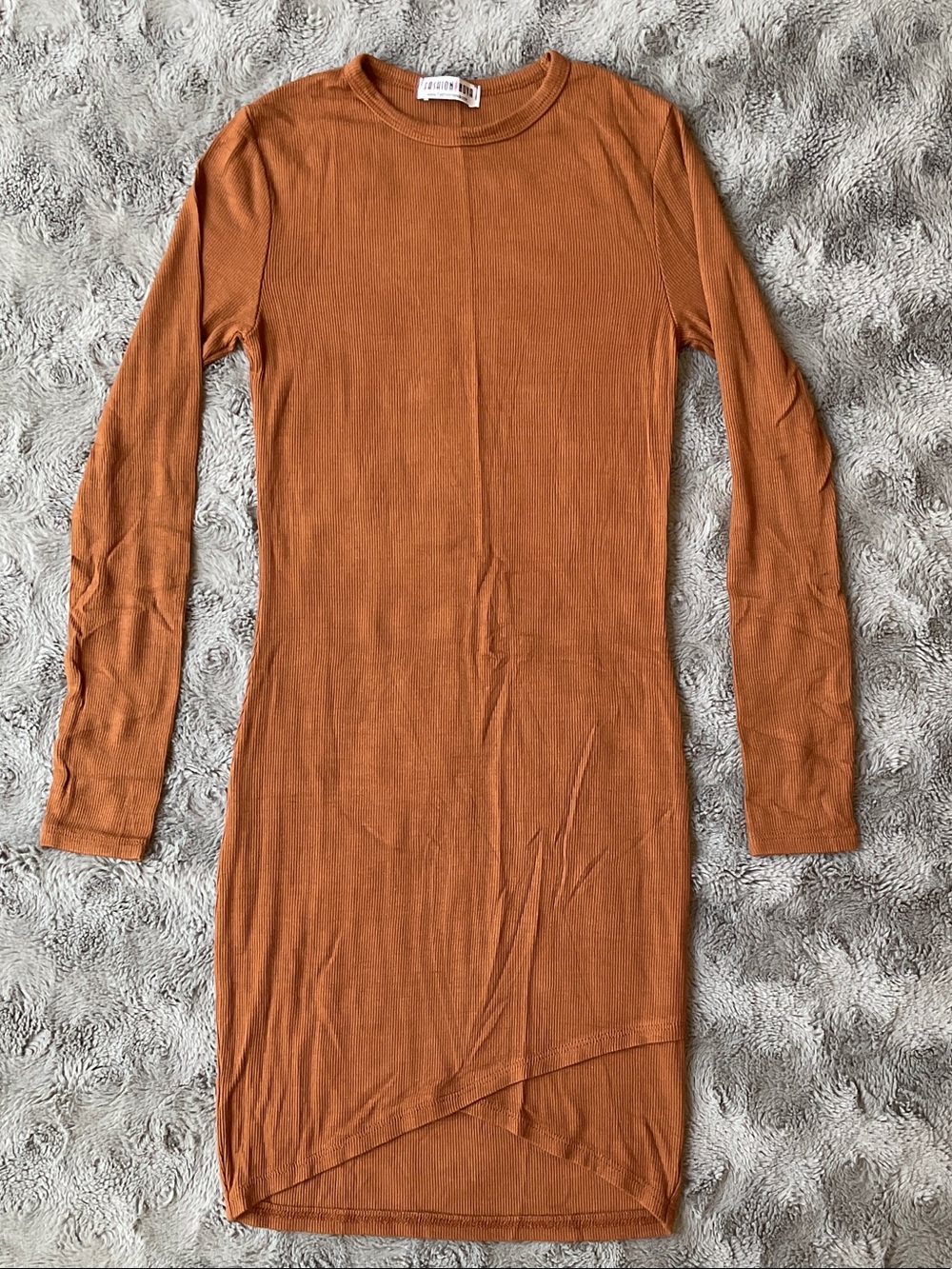 Fashion Nova Rust Long Sleeve Bodycon Dress